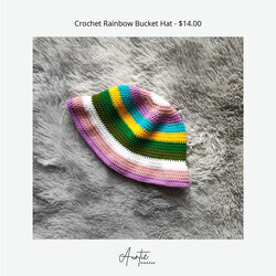 Handmade Crochet Rainbow Bucket Hat