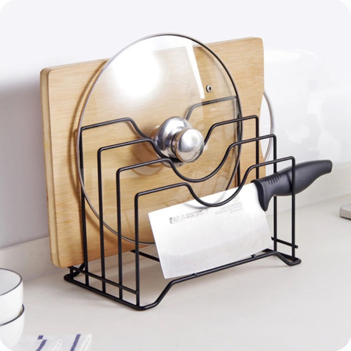Pot Lid Holder Storage Rack - Black