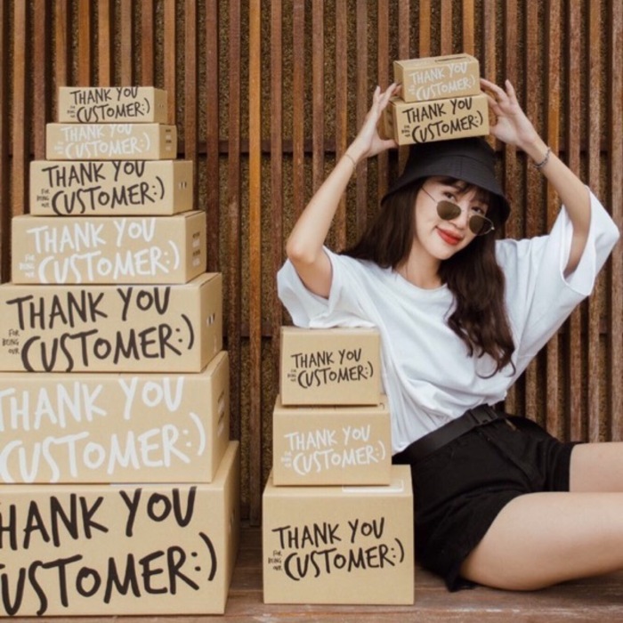  #T012 Thank You Customer Box Size 2B 17x25x18cm - 1 Set (20PCS)