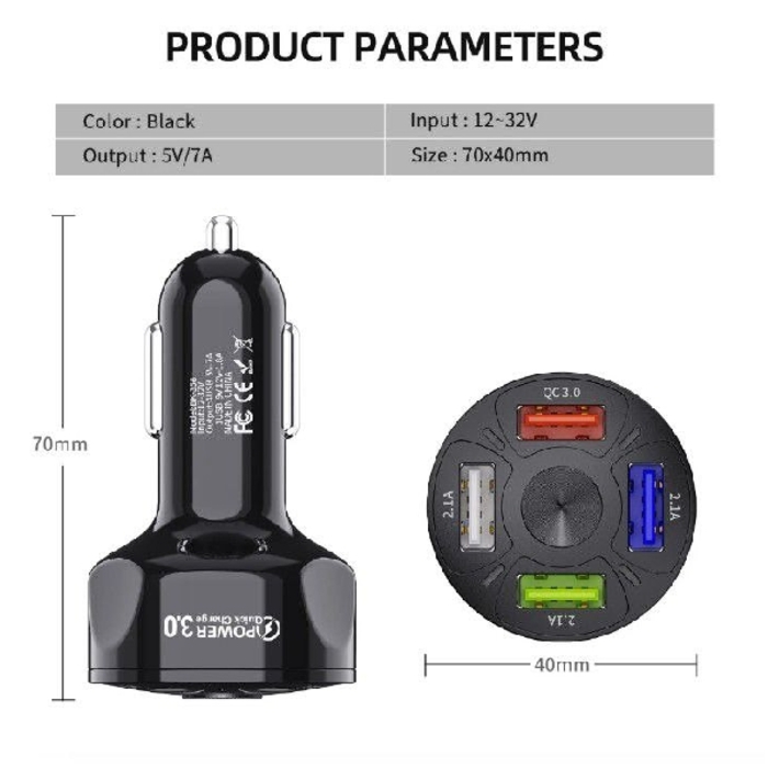 ដុយសាក USB ក្នុងឡាន 4Port