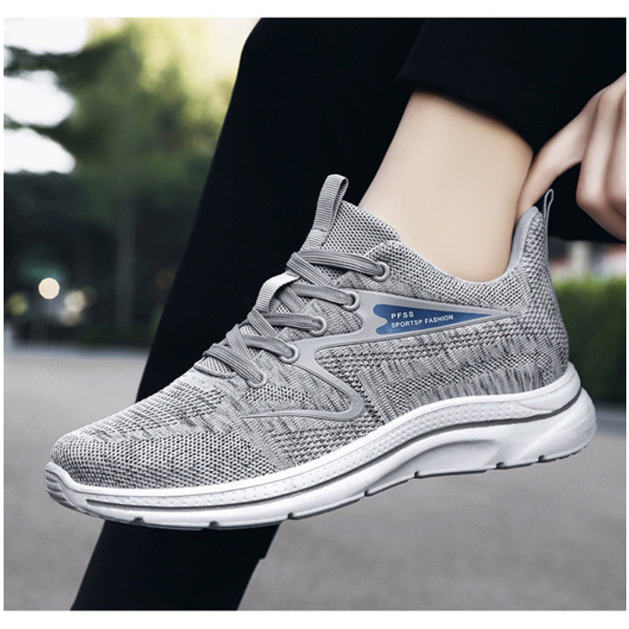  Light Running Shoes Men Breathable Sneakers Walking Jogging Trainers Shoes - Grey 