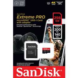 Sandisk Extreme Pro microSDXC UHS-I Card with adapter 256GB