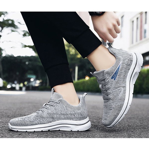  Light Running Shoes Men Breathable Sneakers Walking Jogging Trainers Shoes - Grey 