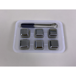 Stainless Steel Ice Cube 6PCS with Tongs