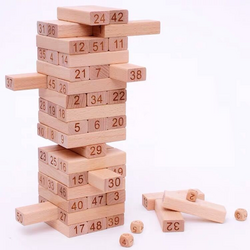 Jenga with Number and Dices 51 Pieces