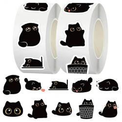 500 New Cute Little Black Cat Cartoon Stickers for Journals, Desktops