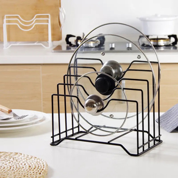 Pot Lid Holder Storage Rack - Black