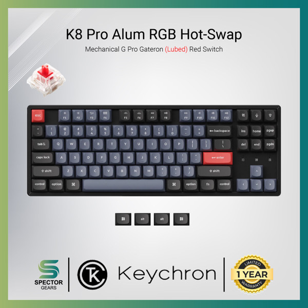 Keychron K8 Pro RGB Hot-Swappable Gateron G Pro (Pre-lubed) Mechanical Red Switch