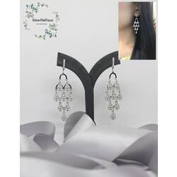 Silver Rhodium Plated Party Earring 0044 