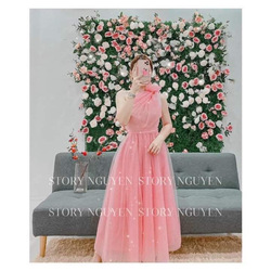 One Side Sleeve Pink Party Dress