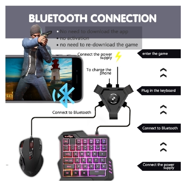 ឈុតដៃហ្គេមប្លូធូ(Keyboard+Mouse+Converter)