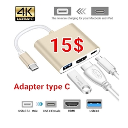 USB 3.1 Type C multiport adapter 7$