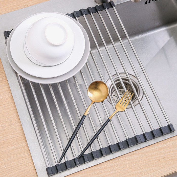 Foldable Stainless Steel Rollable Drain Rack