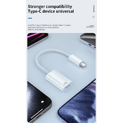 USB C to Lightning Adapter Support Data Transfer/Music/Call/Game/PD 27W Fast Charge - White