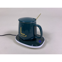 Ceramic Mug w/USB Warmer Coaster  - Green 350ml