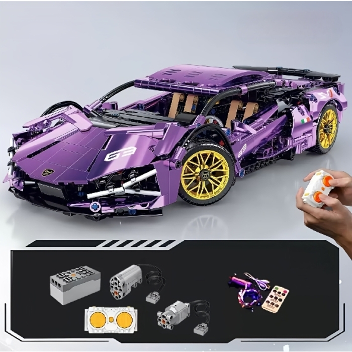 Lego ឡាន មានតេឡេបញ្ជា Apollo Sun God Drift Sports Car Model Assembled Building Blocks Toys V12