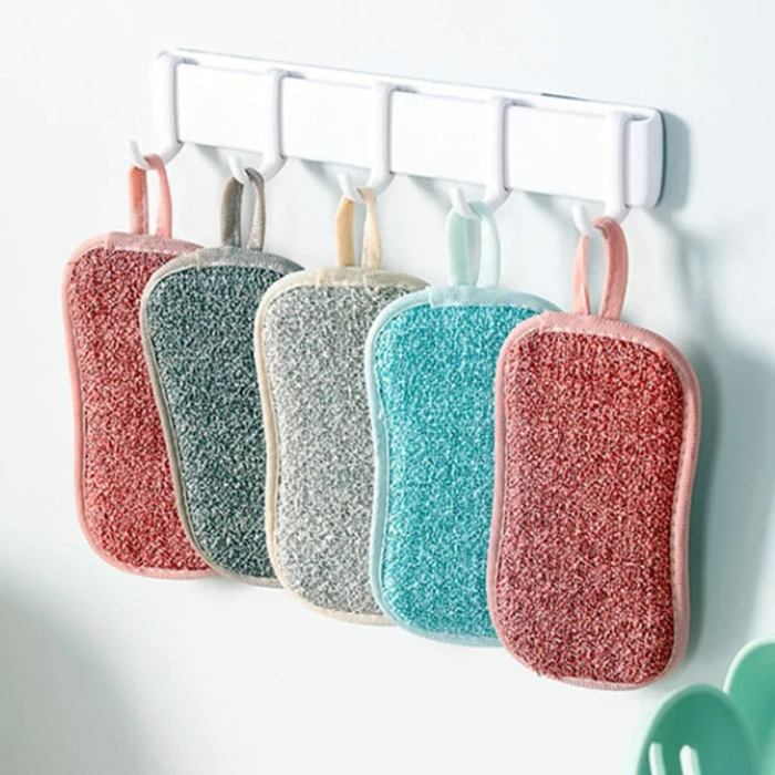 Super Absorbent Microfiber Double-Sided Scrub Sponge 1PC