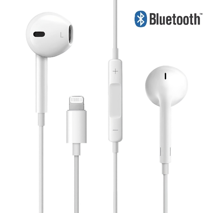 iPhone 7/8/7+/8+/XS/11/12/13 Wired Bluetooth Earphones - White