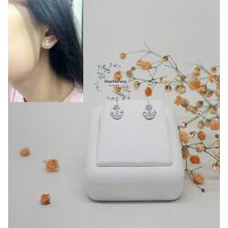 Silver Rhodium Plated Anchor Earring