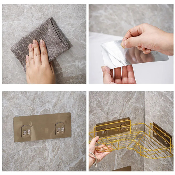 No-Drill Bathroom Shelf Corner - Gold