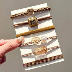 H21 Rubber hair tie 5pcs skin/ កៅស៊ូចងសក់ពណ៌សាច់