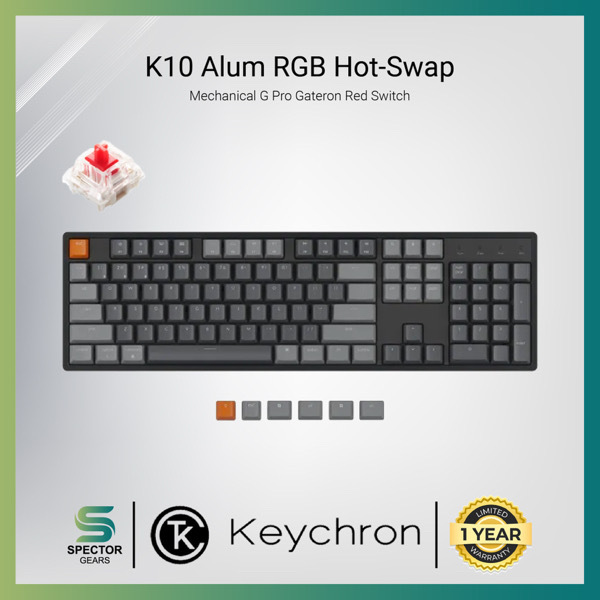 Keychron K10 Aluminium RGB Hot-Swappable Gateron G Pro Mechanical Red Switch