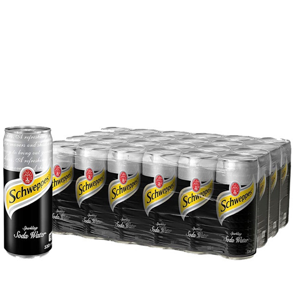 SCHWEPPES Soda Water Can - 1 Case 