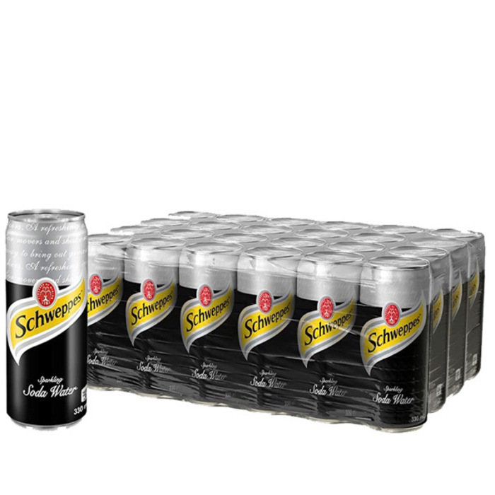 SCHWEPPES Soda Water Can - 1 Case 