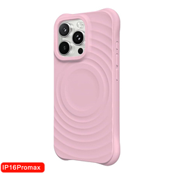 iPhone Featuring a Wavy Design With Magnetic Attachment Case 16 Promax/Pink