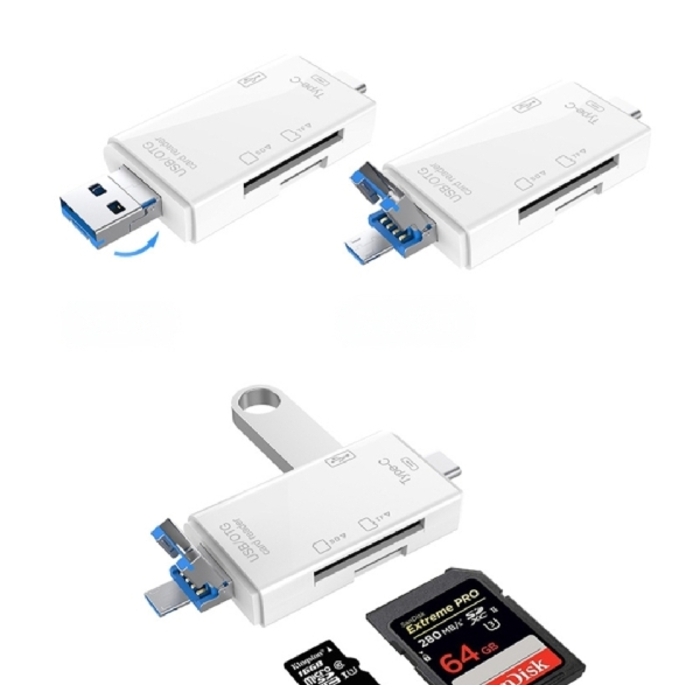 6in1 Card Reader with USB OTG Adapter 