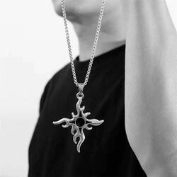Flame Cross Titanium Steel Necklace