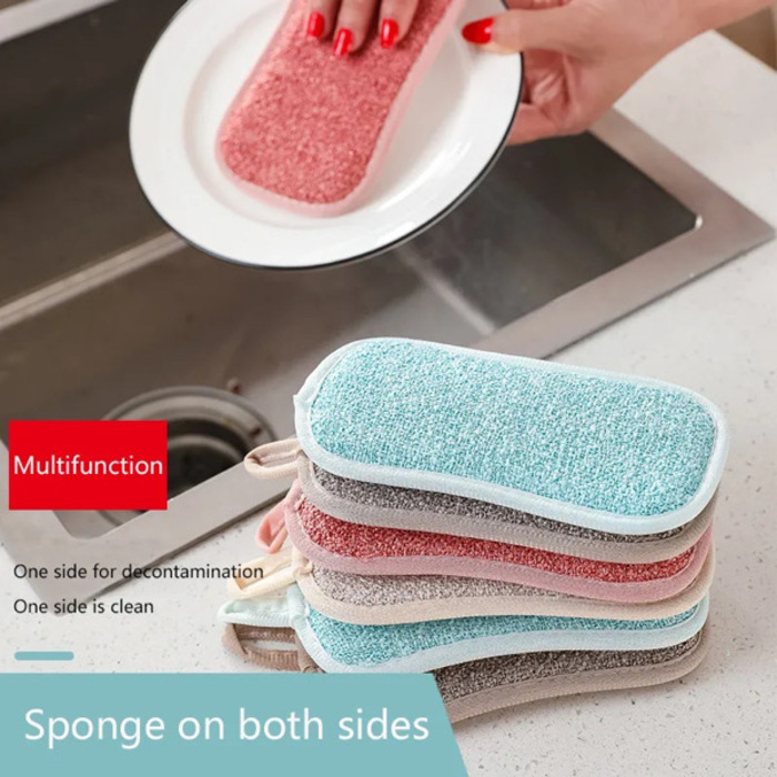 Super Absorbent Microfiber Double-Sided Scrub Sponge 1PC