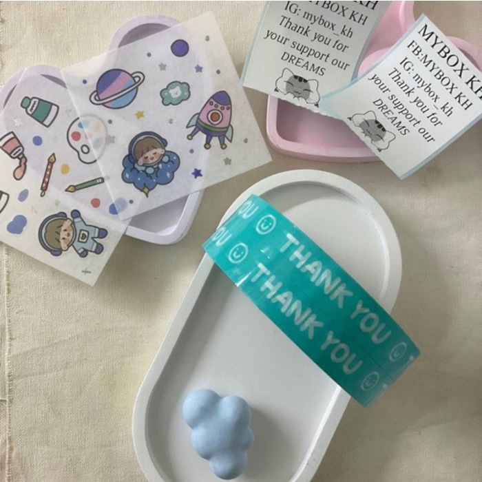 #TP17 Thank You Tape (Size Mini) Baby Blue 50cm - 1PC