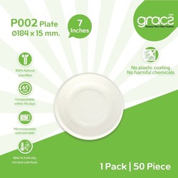 P002 Compostable Plate 7 inch x 50pcs