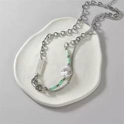 Faux Pearl Green Beads  Necklace