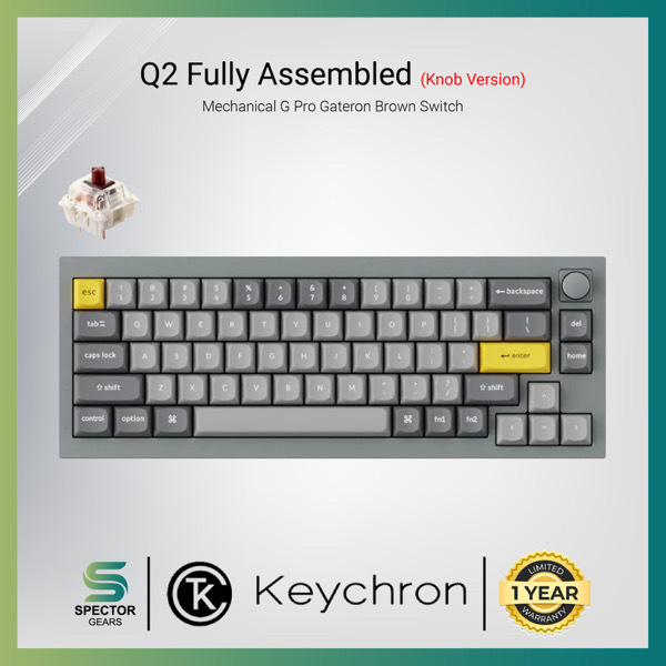 Keychron Q2 Fully Assembled Knob RGB Hot-Swappable Gateron G Pro Mechanical Brown Switch