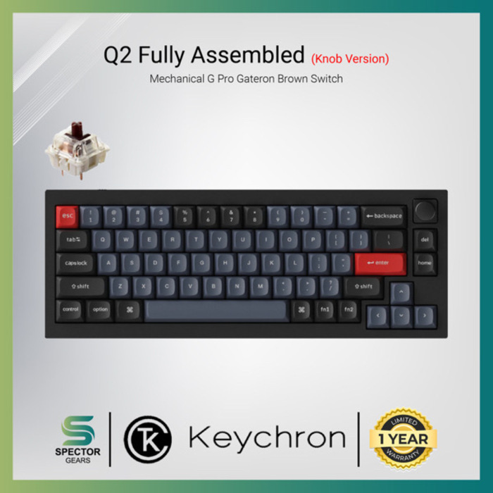 Keychron Q2 Fully Assembled Knob RGB Hot-Swappable Gateron G Pro Mechanical Brown Switch