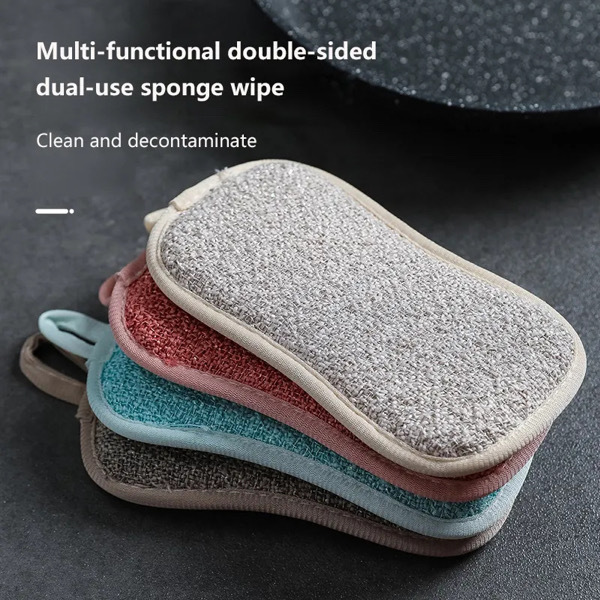 Super Absorbent Microfiber Double-Sided Scrub Sponge 1PC