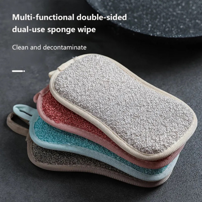 Super Absorbent Microfiber Double-Sided Scrub Sponge 1PC