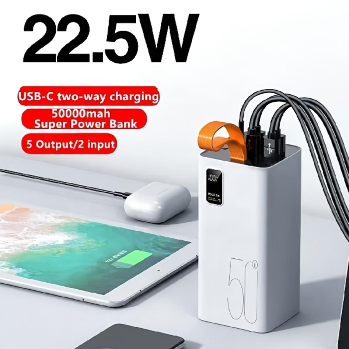 PowerBank 50,000mAh 22.5W 30$ ថែមឆ្នាំងសាក45W ១ឈុត