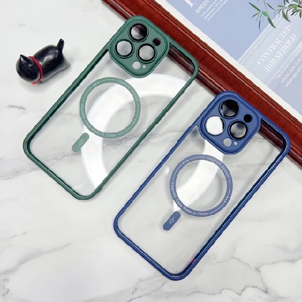 Case សំបកទូរស័ព្ទជ័រទន់ មានឡេន មានដុំម៉ាញ៉េទិច Iphone 12 Pro max