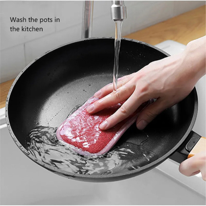 Super Absorbent Microfiber Double-Sided Scrub Sponge 1PC