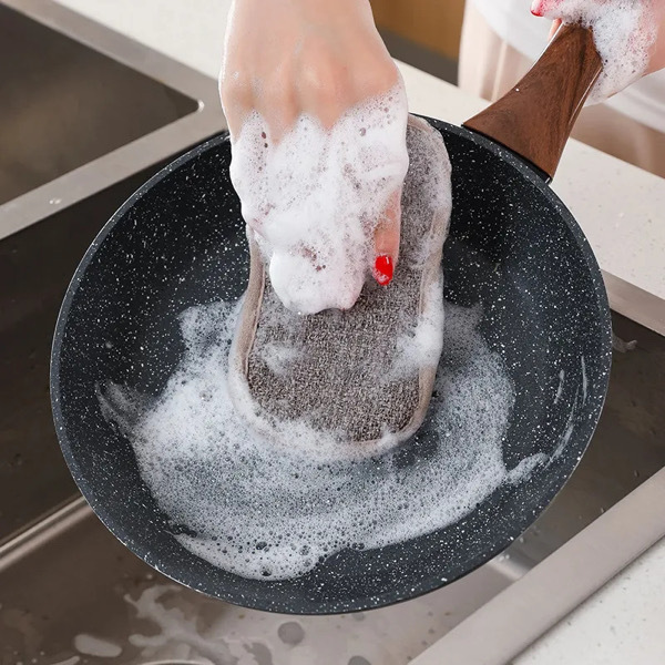 Super Absorbent Microfiber Double-Sided Scrub Sponge 1PC