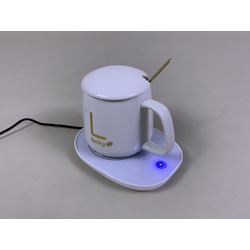 Ceramic Mug w/USB Warmer Coaster  - White 350ml