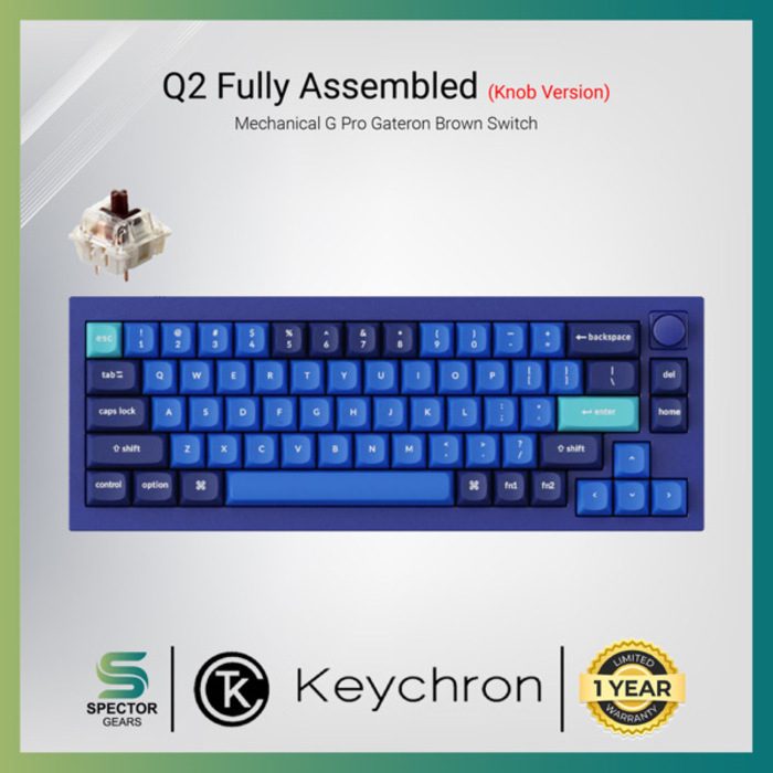 Keychron Q2 Fully Assembled Knob RGB Hot-Swappable Gateron G Pro Mechanical Brown Switch