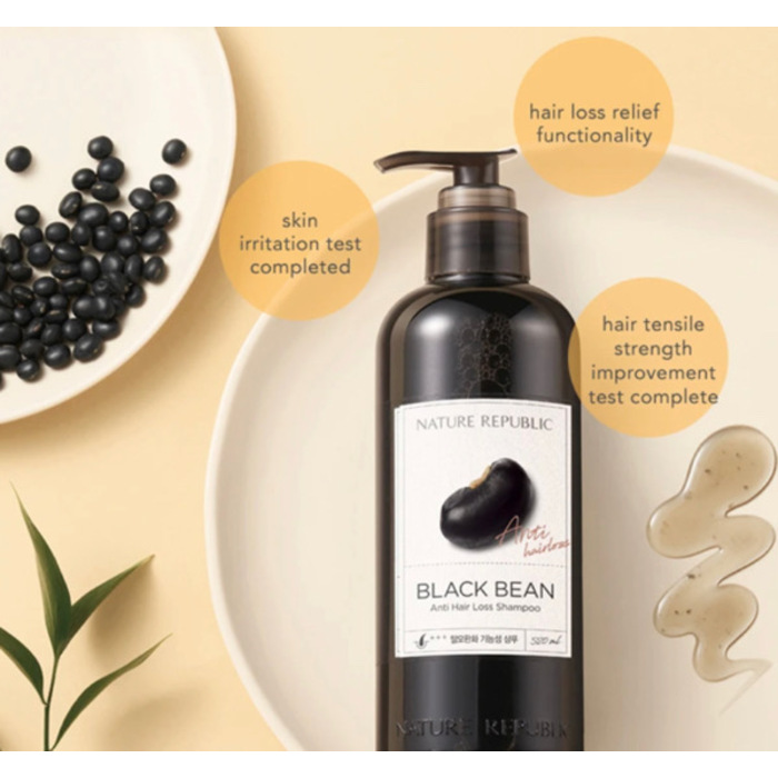 Nature Republic Black Bean Anti Hair Loss Shampoo (សាប៊ូបណ្ដុះសក់នឹងការពារសក់ជ្រុះ)) - 520ml