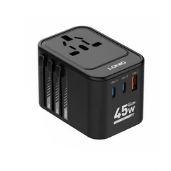 LDNIO-Z8 GaN-45 W Universal Adapter Wall Power Travel/Black/1pc