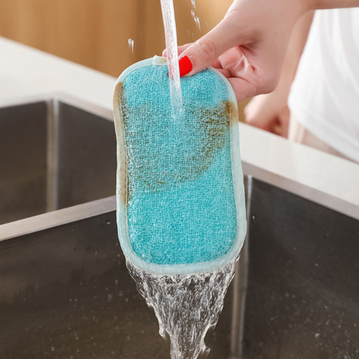 Super Absorbent Microfiber Double-Sided Scrub Sponge 1PC