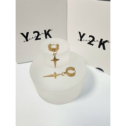 Titanium Steel Round Ear Buckle Cross Pendant Earrings