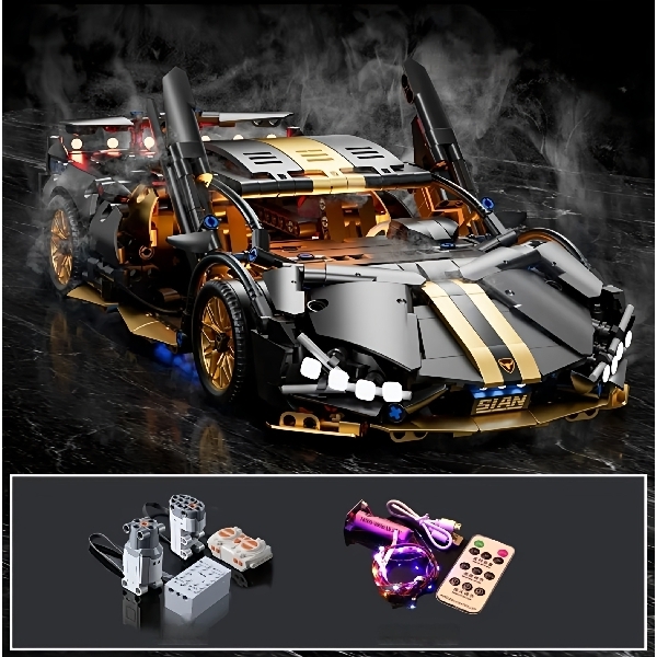 Lego ឡាន មានតេឡេបញ្ជា Drift Sports Car Model Assembled Building Blocks Toys 095A